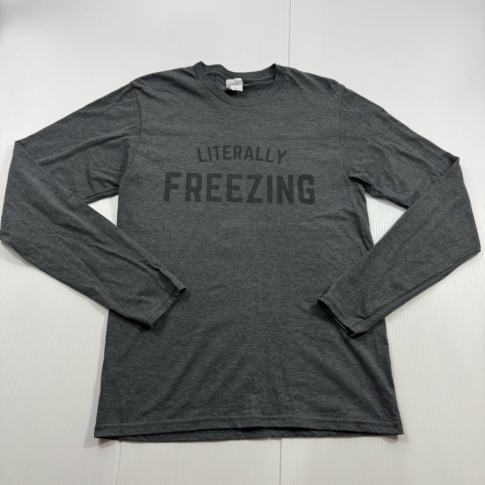 364. Port and Company Dark Gray Long Sleeve Tee “literally freezing” (S)
